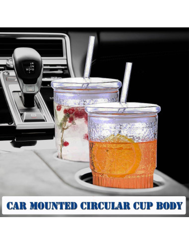 4 Vasos de Vidrio Retro 650 ml con Tapa y Pajita PORPOR BOOYA