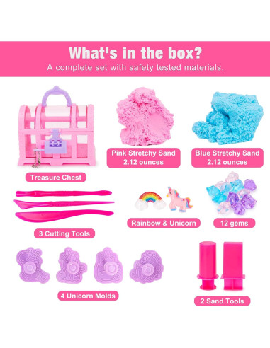 Kit de Arena Sensorial Estirable Unicornio Carolart 26 Piezas