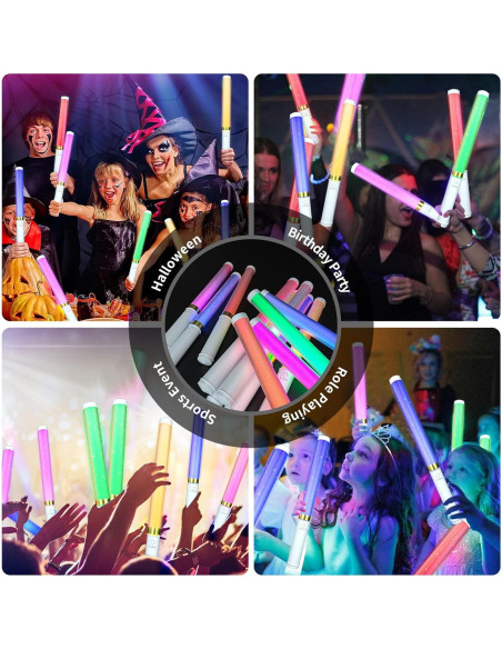 Palos de Luz LED Multicolor Bsgifts 2 Paquete 15 Colores