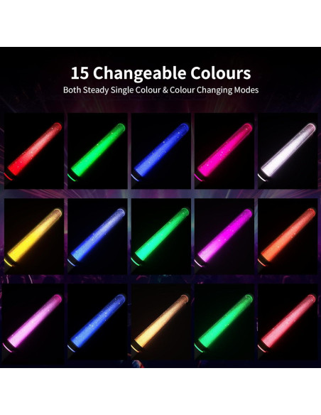 Palos de Luz LED Multicolor Bsgifts 2 Paquete 15 Colores