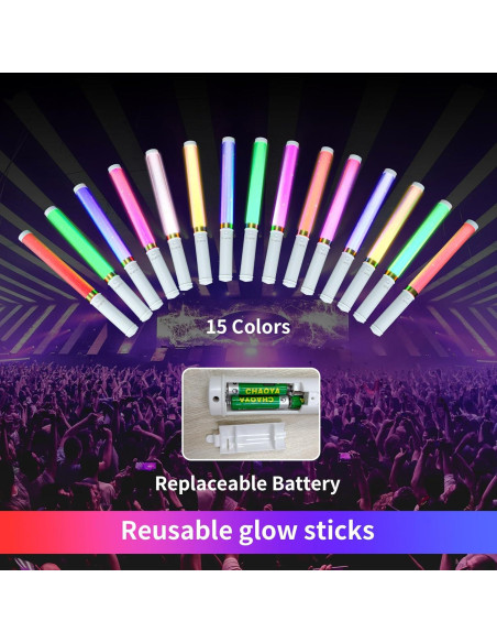 Palos de Luz LED Multicolor Bsgifts 2 Paquete 15 Colores