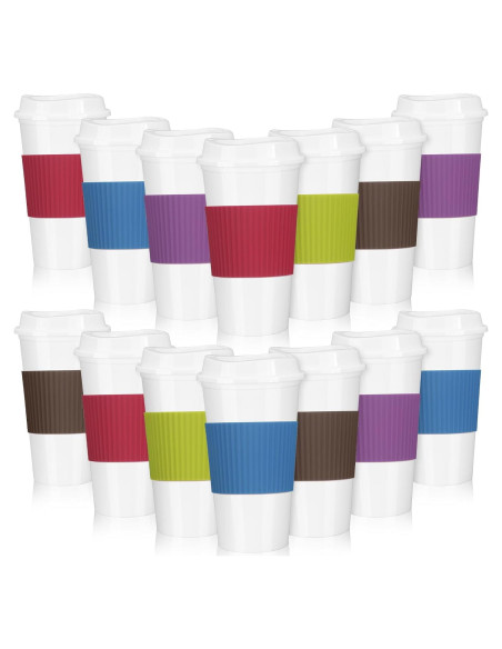 15 Tazas de Café Reutilizables FillTouch 0.47 L con Tapas 15 Tazas de Café Reutilizables FillTouch 0.47 L con Tapas