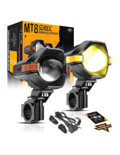 Luces de Niebla LED Auxbeam 60W 8 Modos Doble Color para Motocicleta