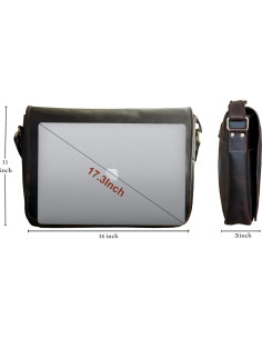 Bolsa Mensajera de Cuero Rustic Town 16" para Laptop Marrón 2