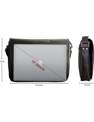 Bolsa Mensajera de Cuero Rustic Town 16" para Laptop Marrón