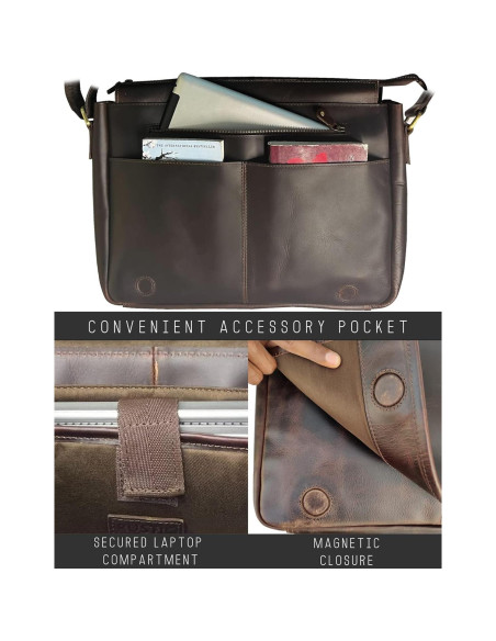 Bolsa Mensajera de Cuero Rustic Town 16" para Laptop Marrón