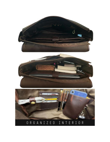 Bolsa Mensajera de Cuero Rustic Town 16" para Laptop Marrón