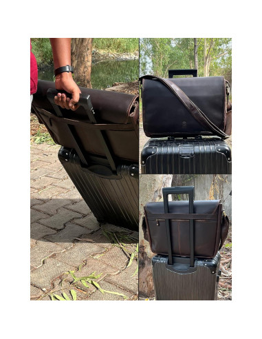 Bolsa Mensajera de Cuero Rustic Town 16" para Laptop Marrón