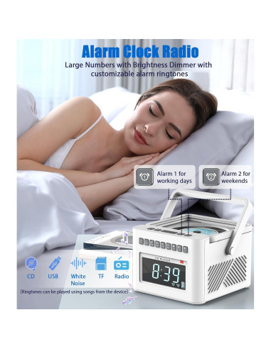 Reproductor de CD Reloj Despertador Greadio GB-W17 Bluetooth