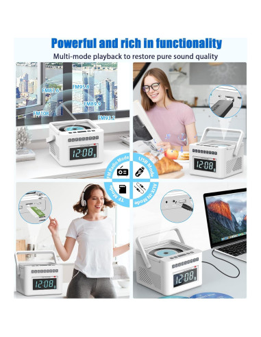 Reproductor de CD Reloj Despertador Greadio GB-W17 Bluetooth