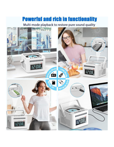 Reproductor de CD Reloj Despertador Greadio GB-W17 Bluetooth