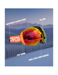 Gafas de Esquí CRG Sports Naranja Doble Capa UV 100% 2