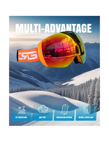 Gafas de Esquí CRG Sports Naranja Doble Capa UV 100%