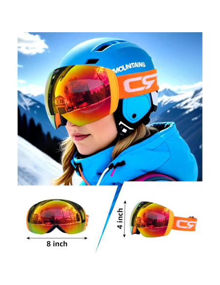 Gafas de Esquí CRG Sports Naranja Doble Capa UV 100%