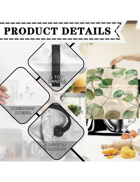 Cubierta para Mezclador Kitchen Aid Doojoayie Verde 4.5 Cuartos