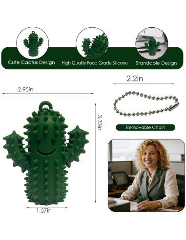 Juguete Antiestrés Cactus Verde-Púrpura Silicona 8.4 cm