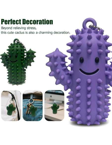 Juguete Antiestrés Cactus Verde-Púrpura Silicona 8.4 cm