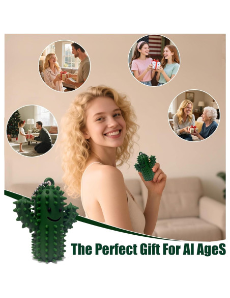 Juguete Antiestrés Cactus Verde-Púrpura Silicona 8.4 cm