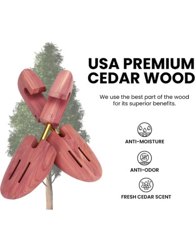 Árbol de Zapatos de Madera de Cedro Rojo Ajustable para Hombres
