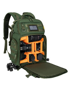 Mochila para cámara DSLR/Sin Espejo TORIBIO Verde Militar 30x20x44cm