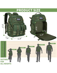 Mochila para cámara DSLR/Sin Espejo TORIBIO Verde Militar 30x20x44cm 2