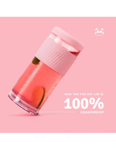 Taza de vidrio Pandaloo 591 ml con tapa y popote Rapsodia Lila