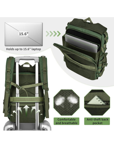 Mochila para cámara DSLR/Sin Espejo TORIBIO Verde Militar 30x20x44cm