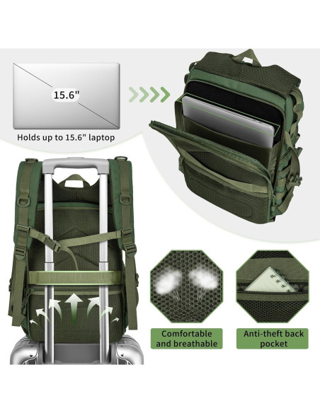 Mochila para cámara DSLR/Sin Espejo TORIBIO Verde Militar 30x20x44cm