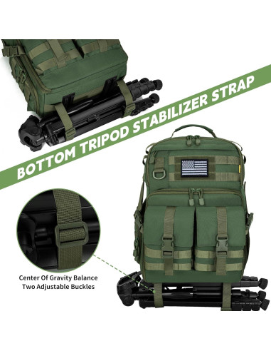 Mochila para cámara DSLR/Sin Espejo TORIBIO Verde Militar 30x20x44cm