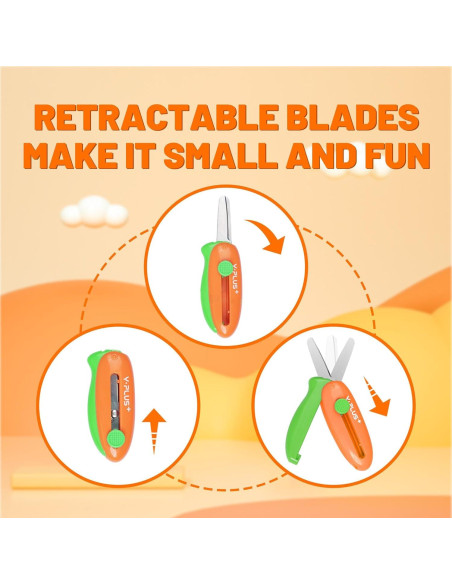 Tijeras de Seguridad YPLUS para Niños 3 Pcs Retráctiles