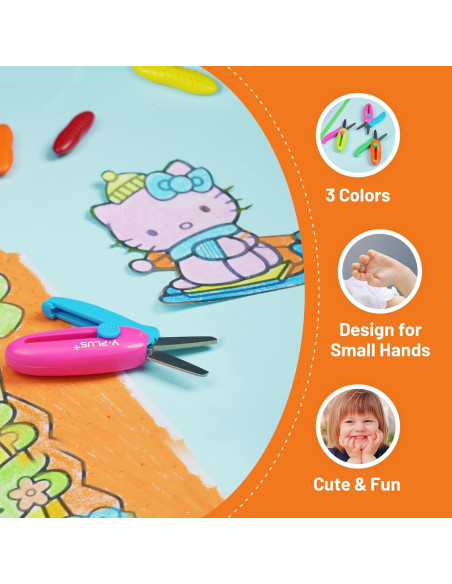 Tijeras de Seguridad YPLUS para Niños 3 Pcs Retráctiles