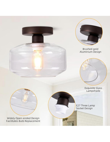 Luz de Techo Moderna Jinpinhaos Pantalla Vidrio Transparente