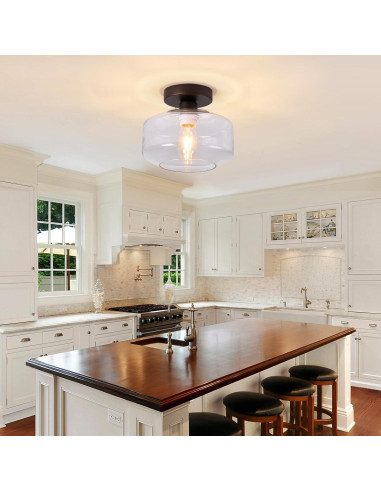 Luz de Techo Moderna Jinpinhaos Pantalla Vidrio Transparente