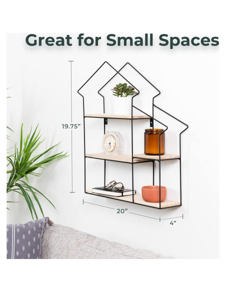 Estante Flotante Geométrico Greenco 3 Niveles Madera Natural