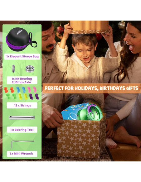 Yoyo V8s Profesional Shungru Verde Púrpura para Niños y Adultos