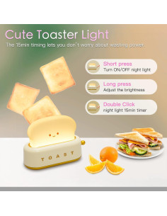 Lámpara de Mesa TOOGE Tostadora Kawaii Recargable 12.7cm 2