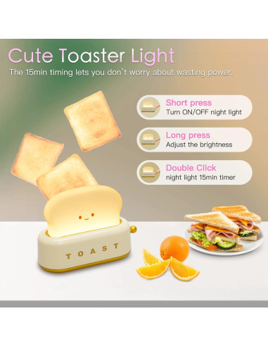 Lámpara de Mesa TOOGE Tostadora Kawaii Recargable 12.7cm