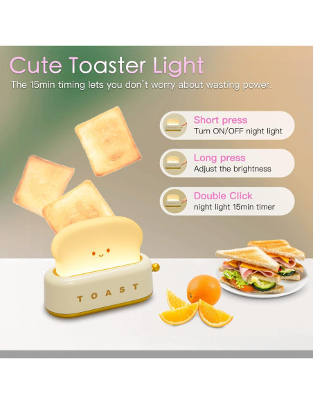 Lámpara de Mesa TOOGE Tostadora Kawaii Recargable 12.7cm