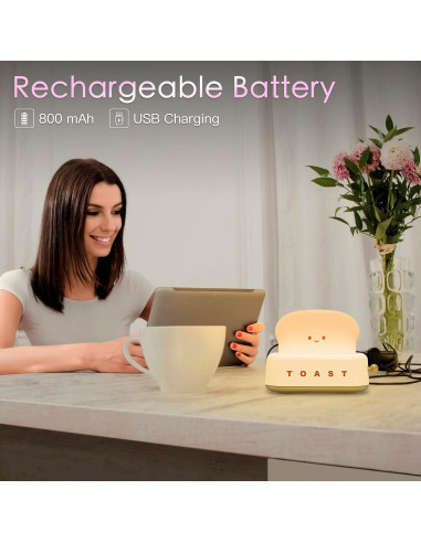 Lámpara de Mesa TOOGE Tostadora Kawaii Recargable 12.7cm