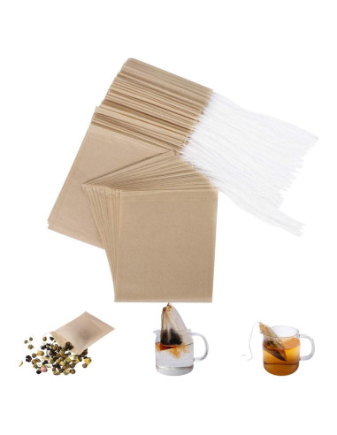 Bolsas de Filtro de Té Biodegradables Aksuaple 100 Piezas 8.1x10.2cm