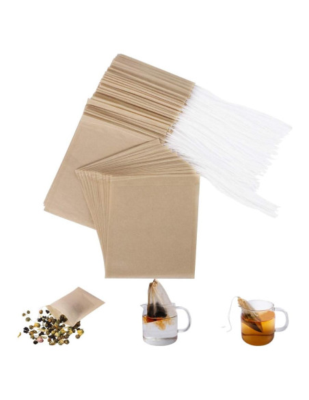 Bolsas de Filtro de Té Biodegradables Aksuaple 100 Piezas 8.1x10.2cm