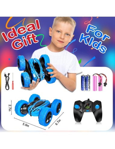 Coche RC Acrobático FREE TO FLY TJC-1 Azul 4WD para Niños