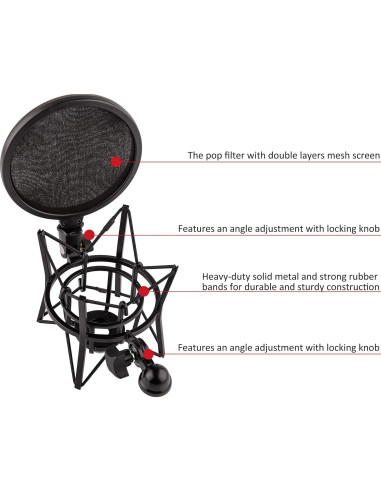 Soporte de micrófono con filtro pop Rode para K2, NT1-A, NT1000