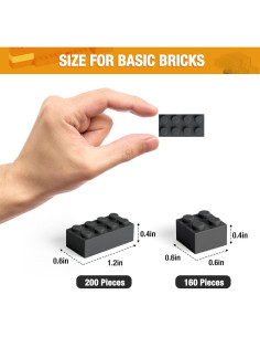 360 Piezas Ladrillos de Construcción Mannidoo 2x4 y 2x2 Negros 2