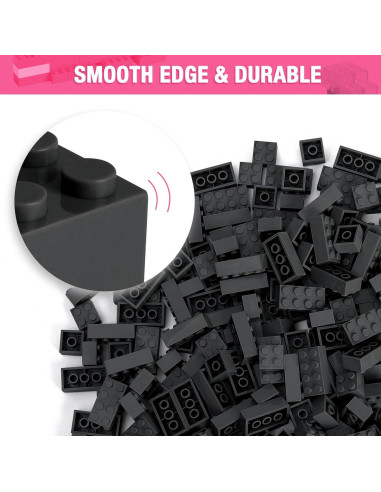 360 Piezas Ladrillos de Construcción Mannidoo 2x4 y 2x2 Negros