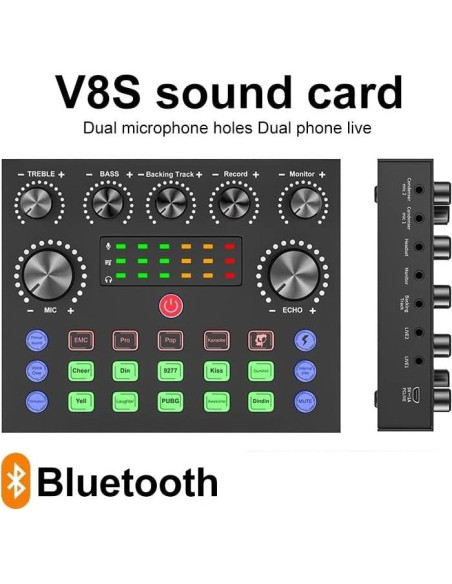 Mezclador de audio V8S para podcast y transmisión en vivo