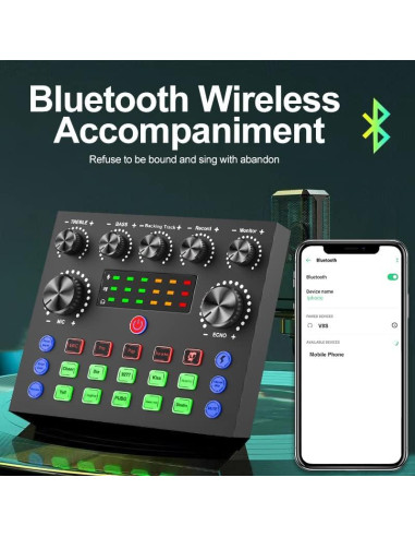 Mezclador de audio V8S para podcast y transmisión en vivo