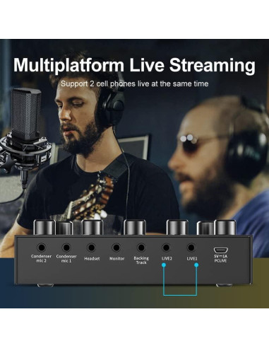 Mezclador de audio V8S para podcast y transmisión en vivo