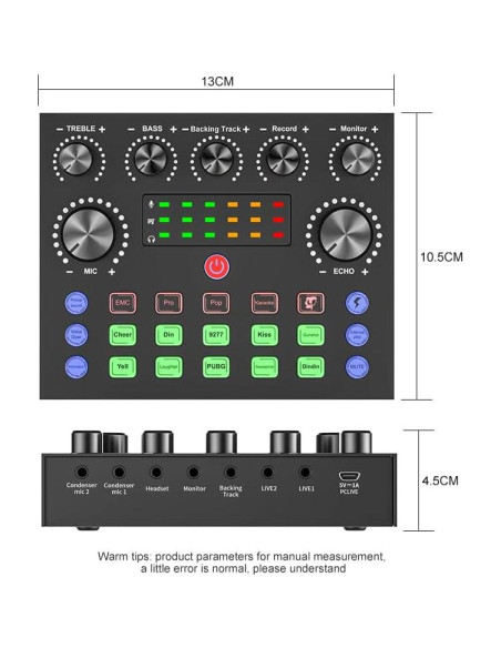 Mezclador de audio V8S para podcast y transmisión en vivo