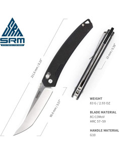 Cuchillo Plegable SRM 9211 Negro EDC 21.14 cm Bloqueo Ambidiestro 2